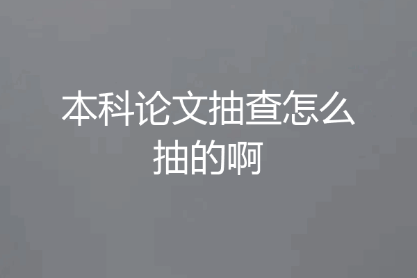 本科论文抽查怎么抽的啊