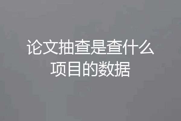 论文抽查是查什么项目的数据