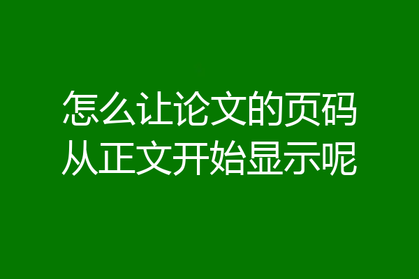 怎么让论文的页码从正文开始显示呢