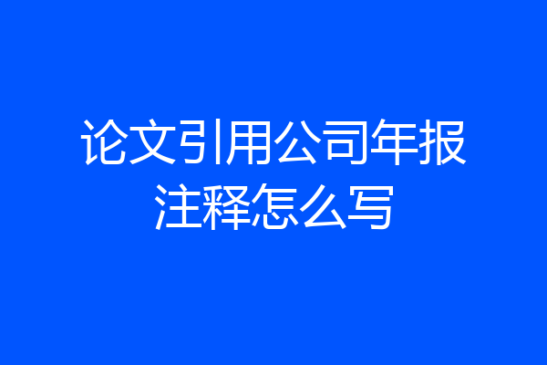 论文引用公司年报注释怎么写