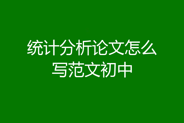 统计分析论文怎么写范文初中