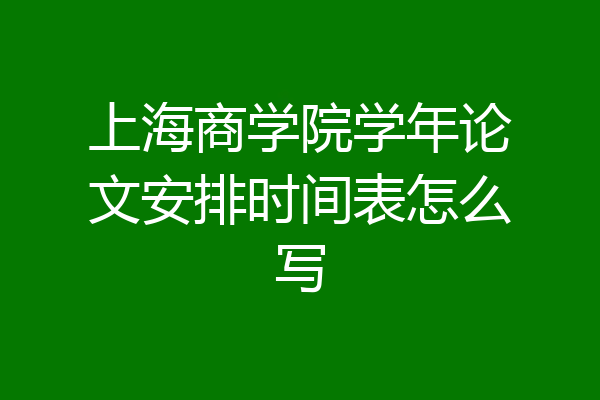 上海商学院学年论文安排时间表怎么写
