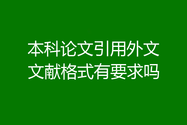 本科论文引用外文文献格式有要求吗