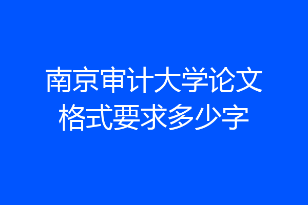 南京审计大学论文格式要求多少字