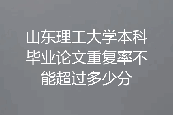 山东理工大学本科毕业论文重复率不能超过多少分