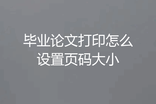 毕业论文打印怎么设置页码大小