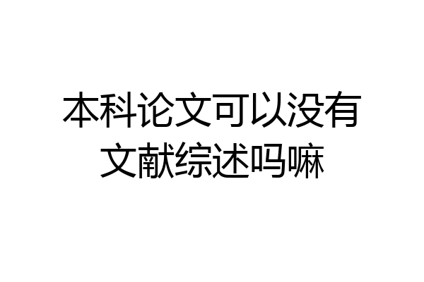 本科论文可以没有文献综述吗嘛