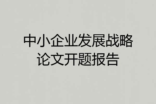 中小企业发展战略论文开题报告