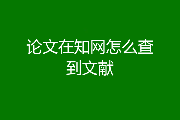 论文在知网怎么查到文献
