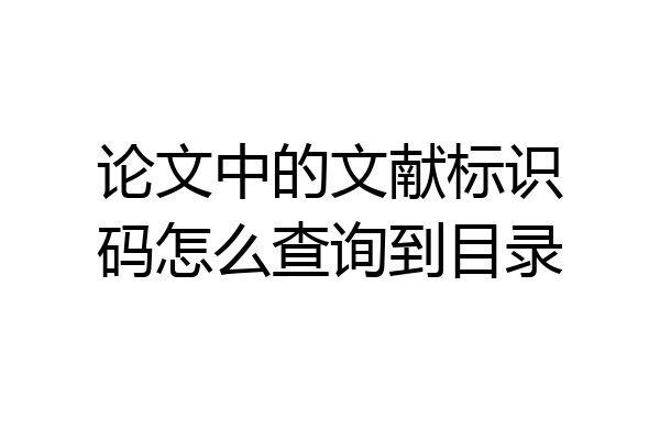 论文中的文献标识码怎么查询到目录