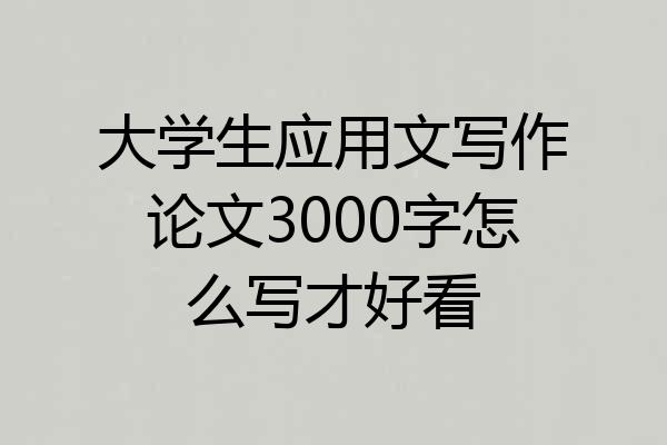 大学生应用文写作论文3000字怎么写才好看