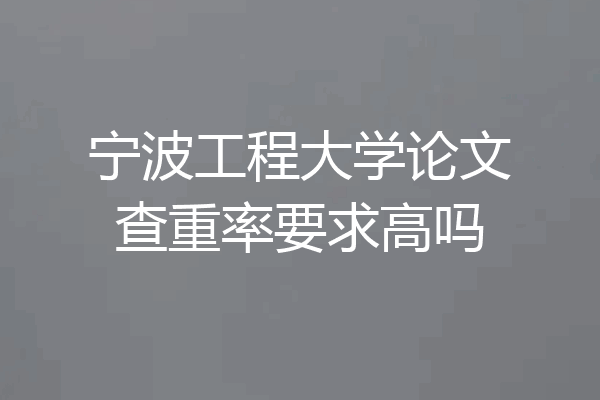 宁波工程大学论文查重率要求高吗