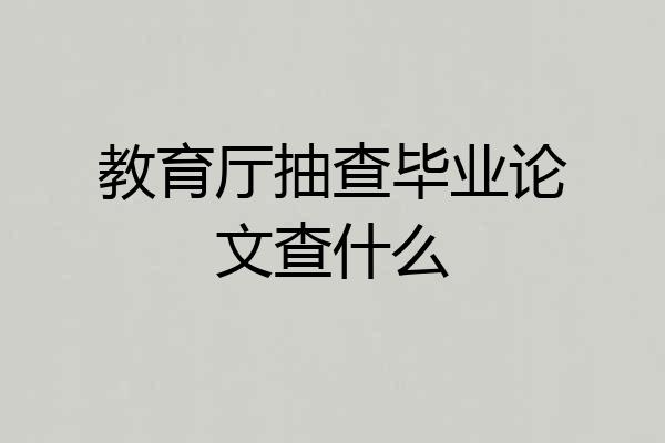 教育厅抽查毕业论文查什么