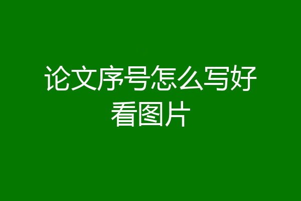 论文序号怎么写好看图片