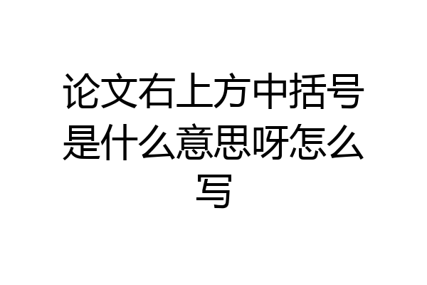 论文右上方中括号是什么意思呀怎么写