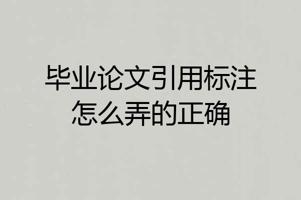 毕业论文引用标注怎么弄的正确
