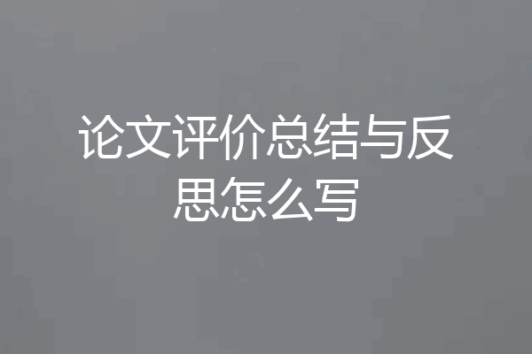论文评价总结与反思怎么写