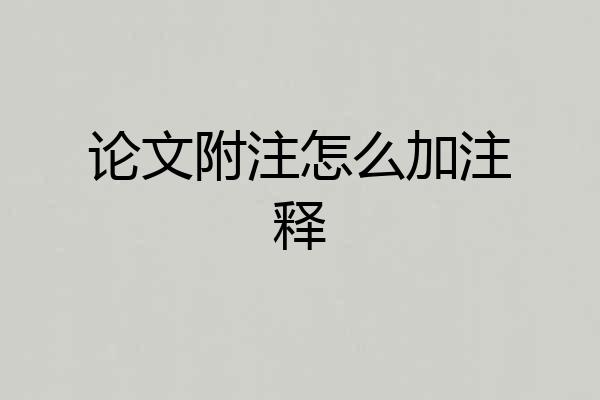 论文附注怎么加注释