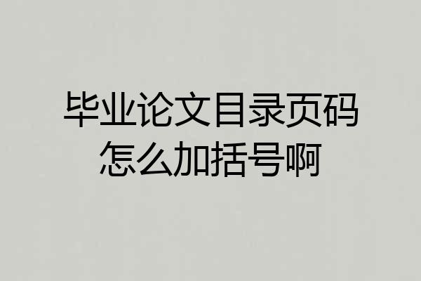 毕业论文目录页码怎么加括号啊