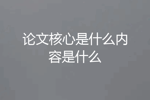 论文核心是什么内容是什么