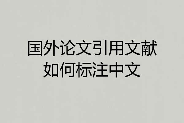 国外论文引用文献如何标注中文
