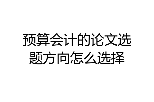 预算会计的论文选题方向怎么选择