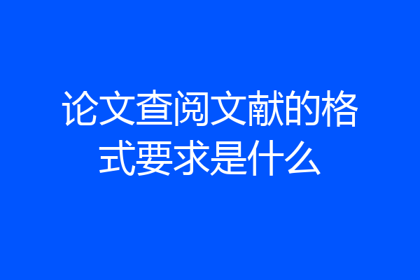 论文查阅文献的格式要求是什么