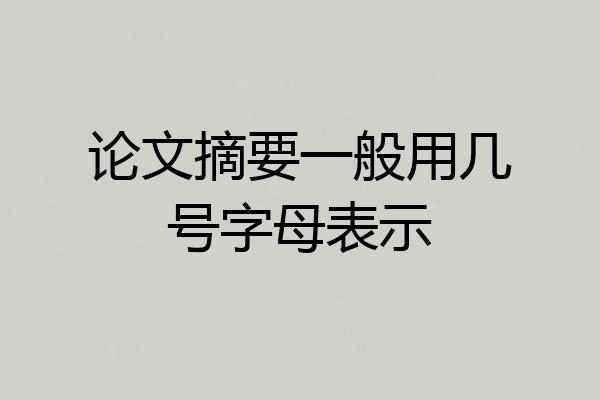 论文摘要一般用几号字母表示