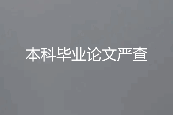 本科毕业论文严查
