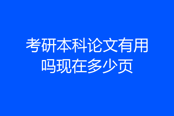 考研本科论文有用吗现在多少页