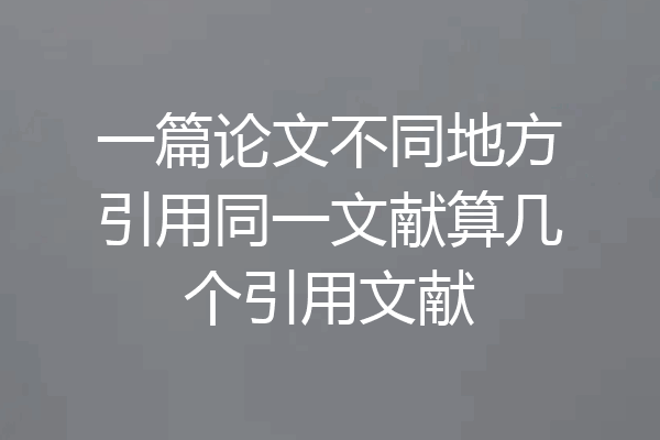 一篇论文不同地方引用同一文献算几个引用文献