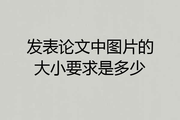 发表论文中图片的大小要求是多少