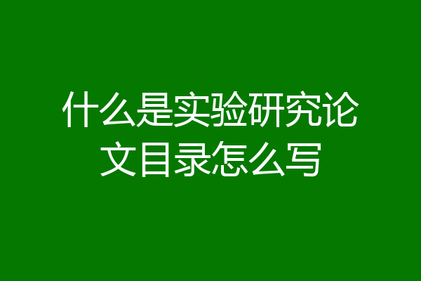 什么是实验研究论文目录怎么写