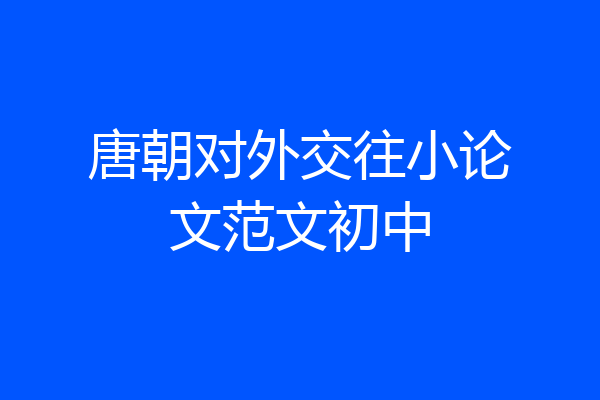 唐朝对外交往小论文范文初中