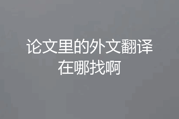 论文里的外文翻译在哪找啊