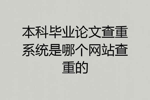 本科毕业论文查重系统是哪个网站查重的