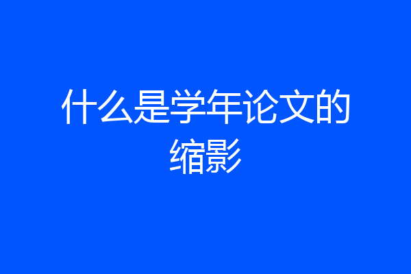 什么是学年论文的缩影