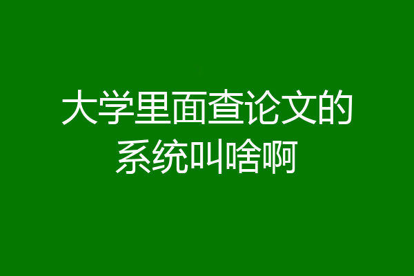 大学里面查论文的系统叫啥啊