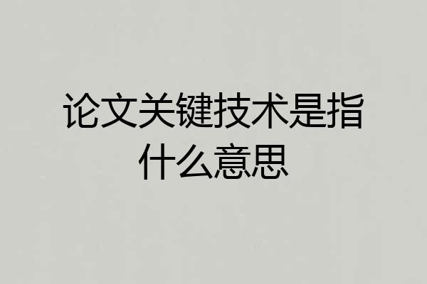 论文关键技术是指什么意思