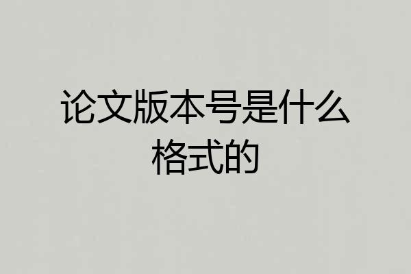 论文版本号是什么格式的