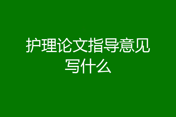 护理论文指导意见写什么