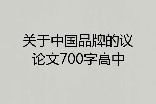 关于中国品牌的议论文700字高中