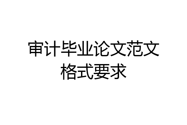 审计毕业论文范文格式要求