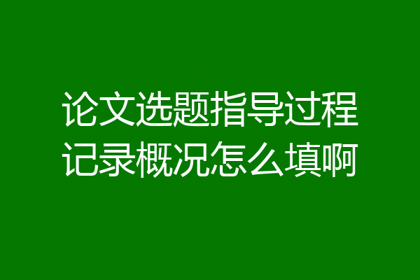 论文选题指导过程记录概况怎么填啊