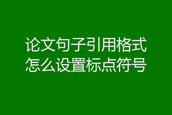 论文句子引用格式怎么设置标点符号