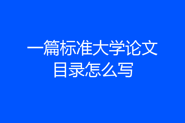 一篇标准大学论文目录怎么写