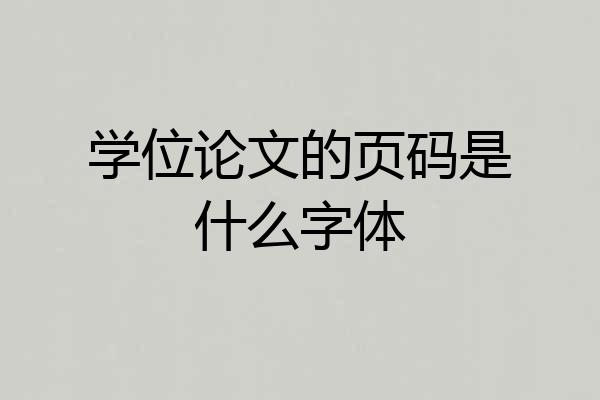 学位论文的页码是什么字体