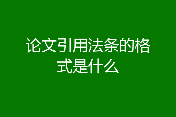 论文引用法条的格式是什么