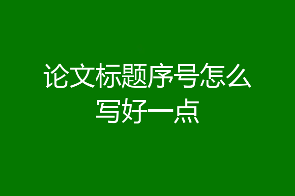 论文标题序号怎么写好一点