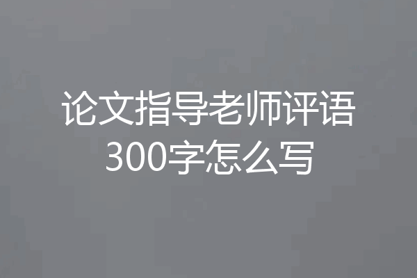 论文指导老师评语300字怎么写